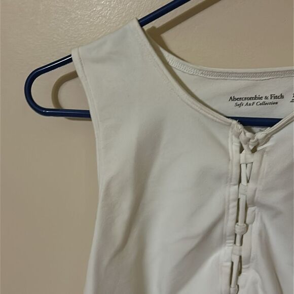 Abercrombie & Fitch Soft A&F Collection White Lace-Up Seamless Scuba Tank XL - Picture 2 of 6